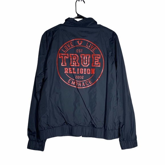 True Religion Black and Red “Coaching Jacket” sz L - Picture 6 of 7